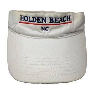 Holden Beach NC Sun Visor Cap Beige One Size Adjustable Embroidered Cotton
